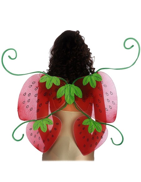 Ali costume fragola rosse e rosa con foglie verdi dimensioni 70x80 cm per travestimenti tema frutta
