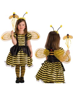 Set accessori costume ape bambina con ali dorate, cerchietto antenne e bacchetta per Carnevale
