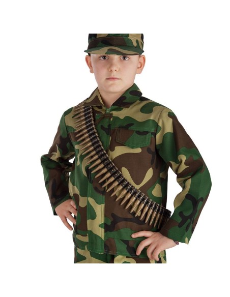 Cinturone militare con proiettili decorativi 140cm accessorio costume western soldato