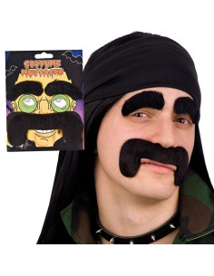 Set baffi e sopracciglia neri finti per costumi e travestimenti maschili