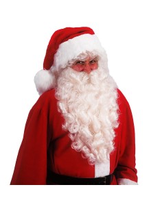 Barba gigante avorio lusso 50cm per costume Babbo Natale con ciocche folte e ondulate accessorio natalizio