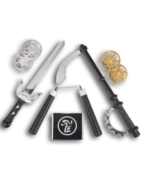 Set 8 armi ninja con katana sai nunchaku shuriken accessori costume cosplay