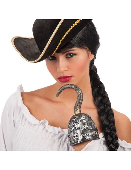 Uncino da pirata argentato con dettagli metallici accessorio per costume carnevale halloween