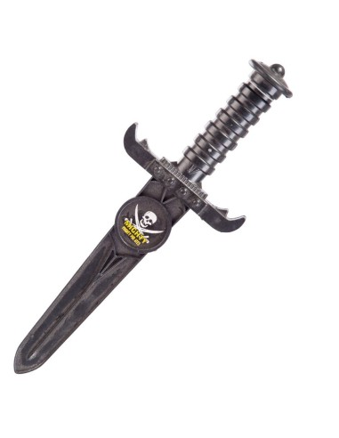 Pugnale pirata nero plastica teschio dorato accessorio costume festa Halloween Carnevale