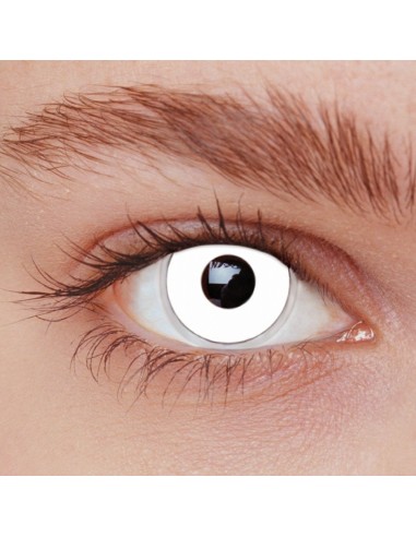 Lenti a contatto white out bianche che coprono completamente l'occhio per effetto horror Halloween