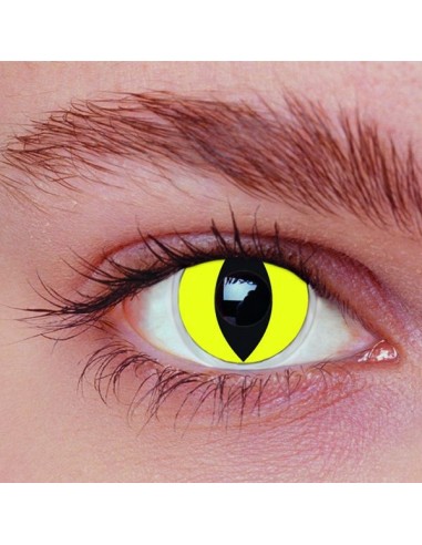Lenti a contatto gialle effetto occhi di gatto con pupilla verticale nera per Halloween e cosplay