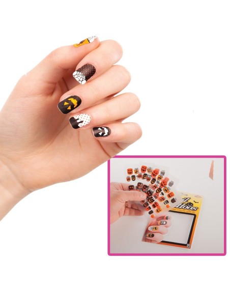 80 unghie adesive Halloween con design horror zucche pipistrelli teschi per nail art spaventosa