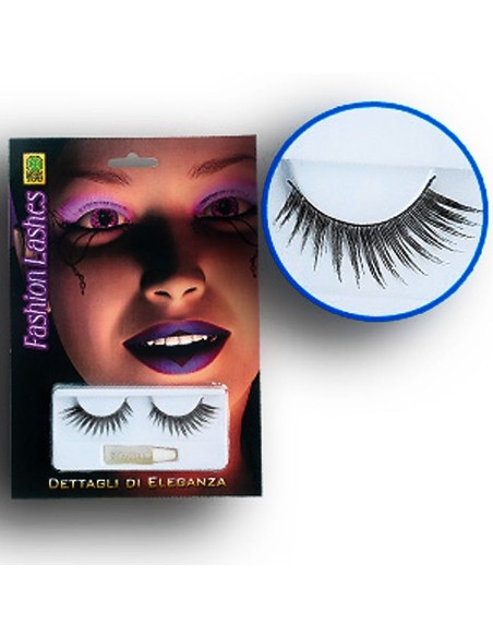 Ciglia finte nere lunghe e voluminose per trucco teatrale e costumi Halloween