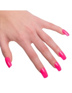 Unghie finte rosa fluo fluorescenti per costume e accessori moda