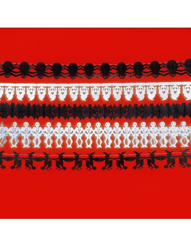 Festone Halloween carta 300cm decorazione horror con motivi spaventosi rosso nero per festa 31 ottobre