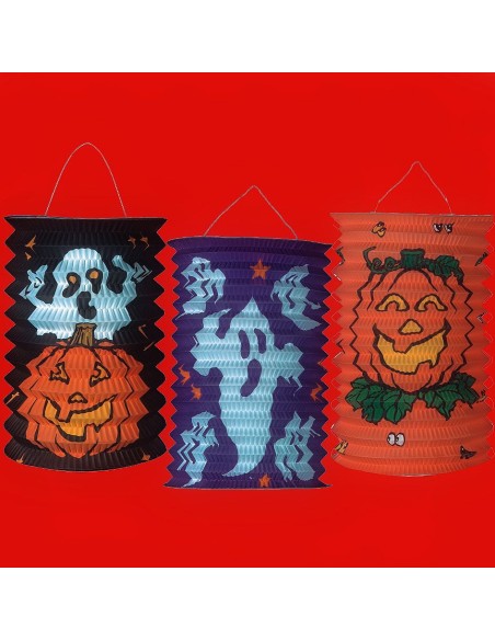Lanterne Halloween in carta colorate con teschi zucche e fantasmi per decorazioni feste horror