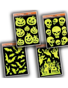 Vetrofanie Halloween fosforescenti con teschi zucche pipistrelli fantasmi per decorazioni horror