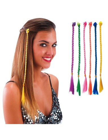Treccine colorate con clip per capelli multicolore lunghezza 35 cm per feste e travestimenti