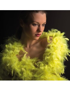 Boa di piume giallo fluo 180cm indossato per feste anni 70 discoteca carnevale