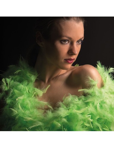 Boa di piume verde fluo lungo 180cm accessorio per feste e spettacoli teatrali