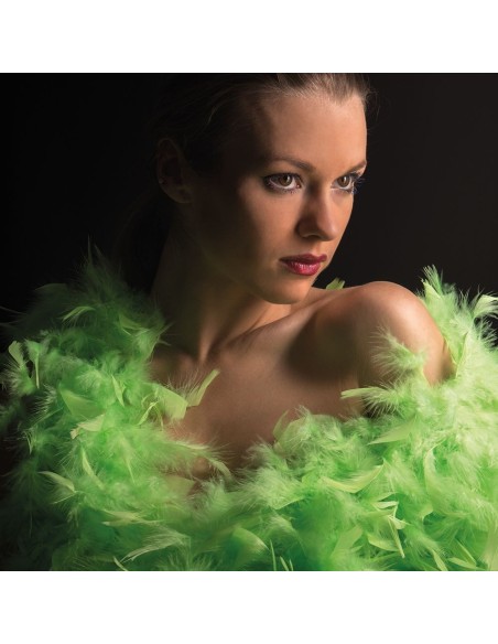 Boa di piume verde fluo lungo 180cm accessorio per feste e spettacoli teatrali