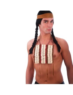 Pettorale indiano avorio con decorazioni tradizionali per costume pellerossa western