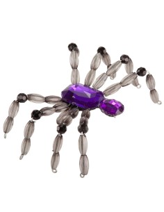 Anello ragno con perline trasparenti e pietra viola centrale per costumi Halloween