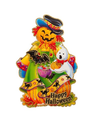 Poster Halloween spaventapasseri colorato con glitter dimensioni 50x38cm decorazione autunnale