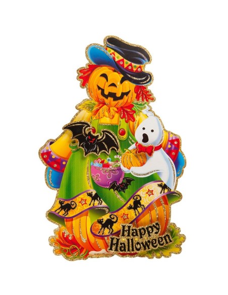 Poster Halloween spaventapasseri colorato con glitter dimensioni 50x38cm decorazione autunnale