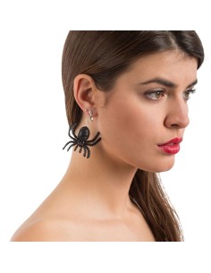 Orecchini ragno neri pendenti per costume Halloween donna accessori horror
