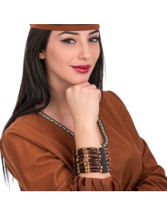 Bracciale indiano marrone con decorazioni etniche per costume da nativo americano