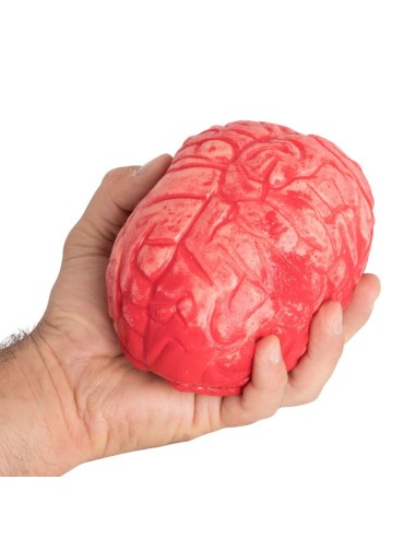 Cervello insanguinato realistico rosso tenuto in mano per costumi horror Halloween