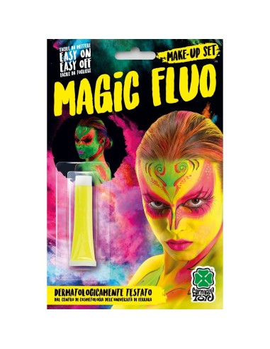 Tubetto fondotinta giallo fluorescente fosforescente per trucco teatrale Halloween effetti speciali