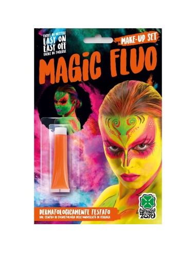 Tubetto fondotinta arancione fluorescente per trucco teatrale e makeup fluo che brilla al buio