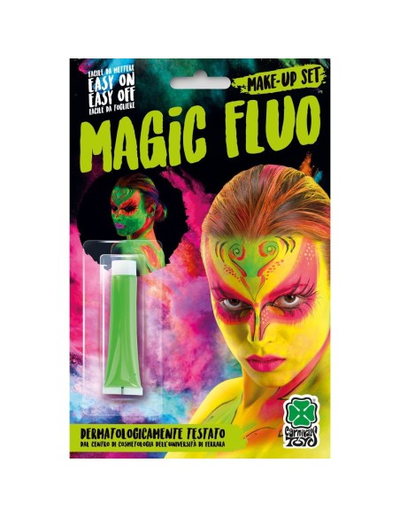 Tubetto fondotinta verde fluorescente con effetto luminoso al buio per trucco teatrale Halloween