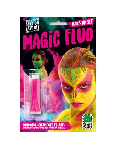Tubetto fondotinta rosa fluo e fosforescente per trucco Halloween effetti speciali makeup