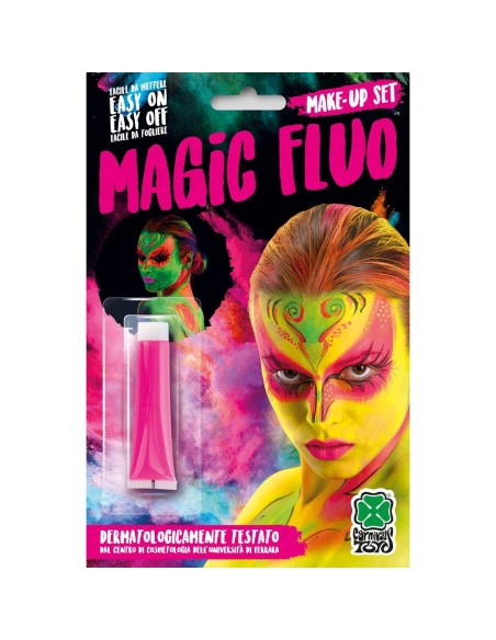 Tubetto fondotinta rosa fluo e fosforescente per trucco Halloween effetti speciali makeup