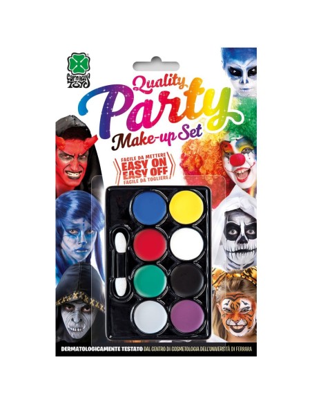 Tavolozza make-up 8 colori assortiti con applicatori per trucchi Halloween e carnevale