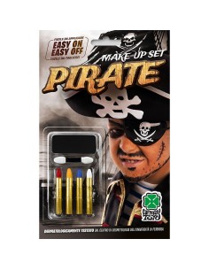 Set trucco pirata con fondotinta nero e matite colorate per makeup da corsaro Halloween