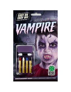 Kit trucco vampiro con fondotinta viola e quattro matite colorate per makeup horror Halloween