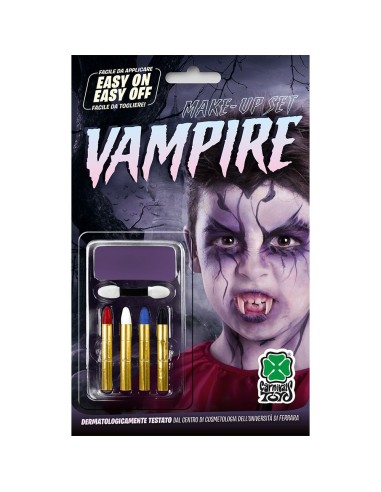 Kit trucco vampiro con fondotinta viola e quattro matite colorate per makeup horror Halloween