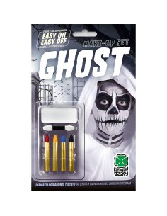 Kit trucco fantasma con fondotinta bianco e 4 matite colorate per makeup horror Halloween