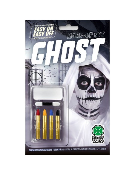 Kit trucco fantasma con fondotinta bianco e 4 matite colorate per makeup horror Halloween