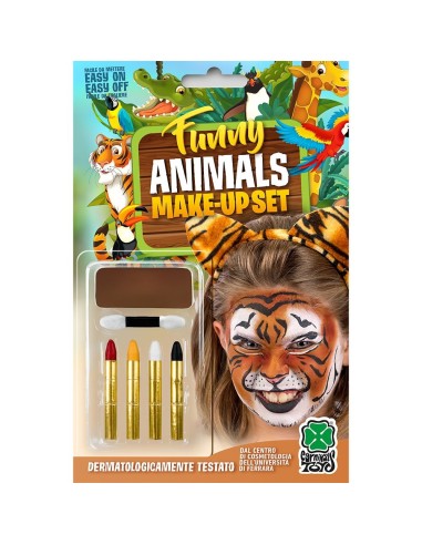 Kit trucco tigre con fondotinta e matite colorate per makeup costume animali