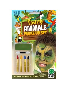 Kit trucco drago verde con fondotinta e 4 matite colorate per make-up fantasy Halloween