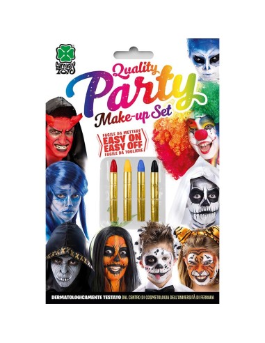 Set 4 matite trucco colorate assortite per make-up costumi Halloween Carnevale