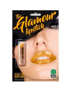 Rossetto dorato glamour con finish metallico per make-up scenico e travestimenti