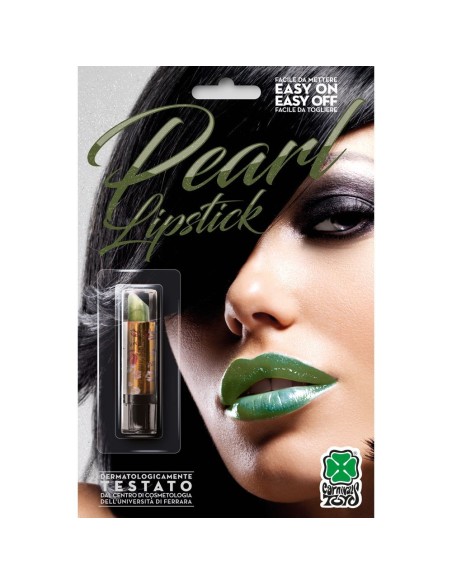 Rossetto verde perlato per trucco teatrale Halloween e feste in maschera