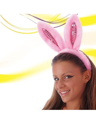 Cerchietto coniglietta rosa in peluche con orecchie lunghe per costume da coniglio