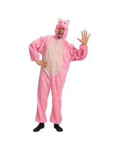 Costume maialino rosa in vellutino con cappuccio e orecchie per feste a tema animali