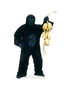 Costume da gorilla nero con maschera realistica e pelliccia folta per feste Halloween