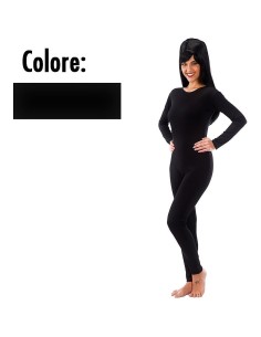 Tuta nera aderente in lycra da donna con maniche lunghe per costumi e feste a tema