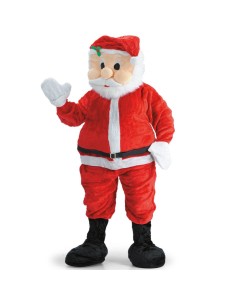 Costume mascotte Babbo Natale rosso con barba bianca cappello e cintura nera per feste natalizie