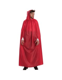 Mantello rosso lungo con cappuccio in taffetas per costumi e travestimenti Halloween Carnevale