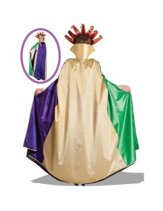 Mantello veneziano lungo multicolor viola verde oro in rasetto e taffetas per Carnevale storico